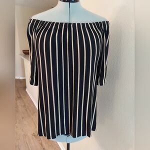 EUC Cable & Gauge vertical stripe off shoulder blouse sz XL